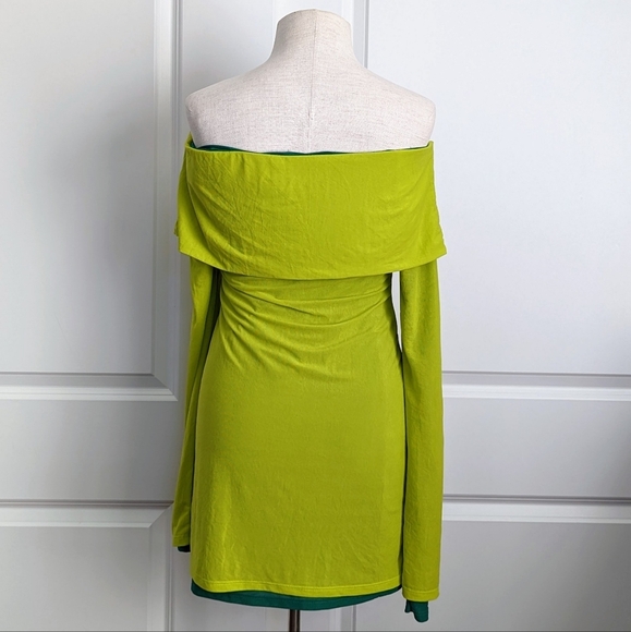 Simon Miller Mini Mesh Cosmo Off The Shoulder Long Sleeve Fitted Kiwi M NWT - Picture 5 of 12